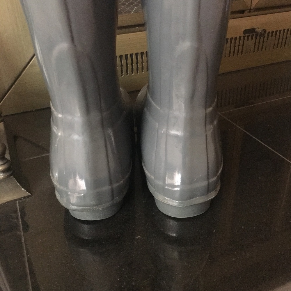 HUNTER Women Original Glossy Dark Grey Rubber Tall Rain Boots US 7M - Picture 2 of 7